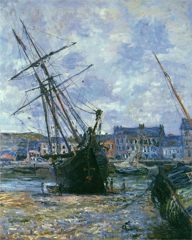 Boats Lying at Low Tide at Facamp - Claude Monet Paintings